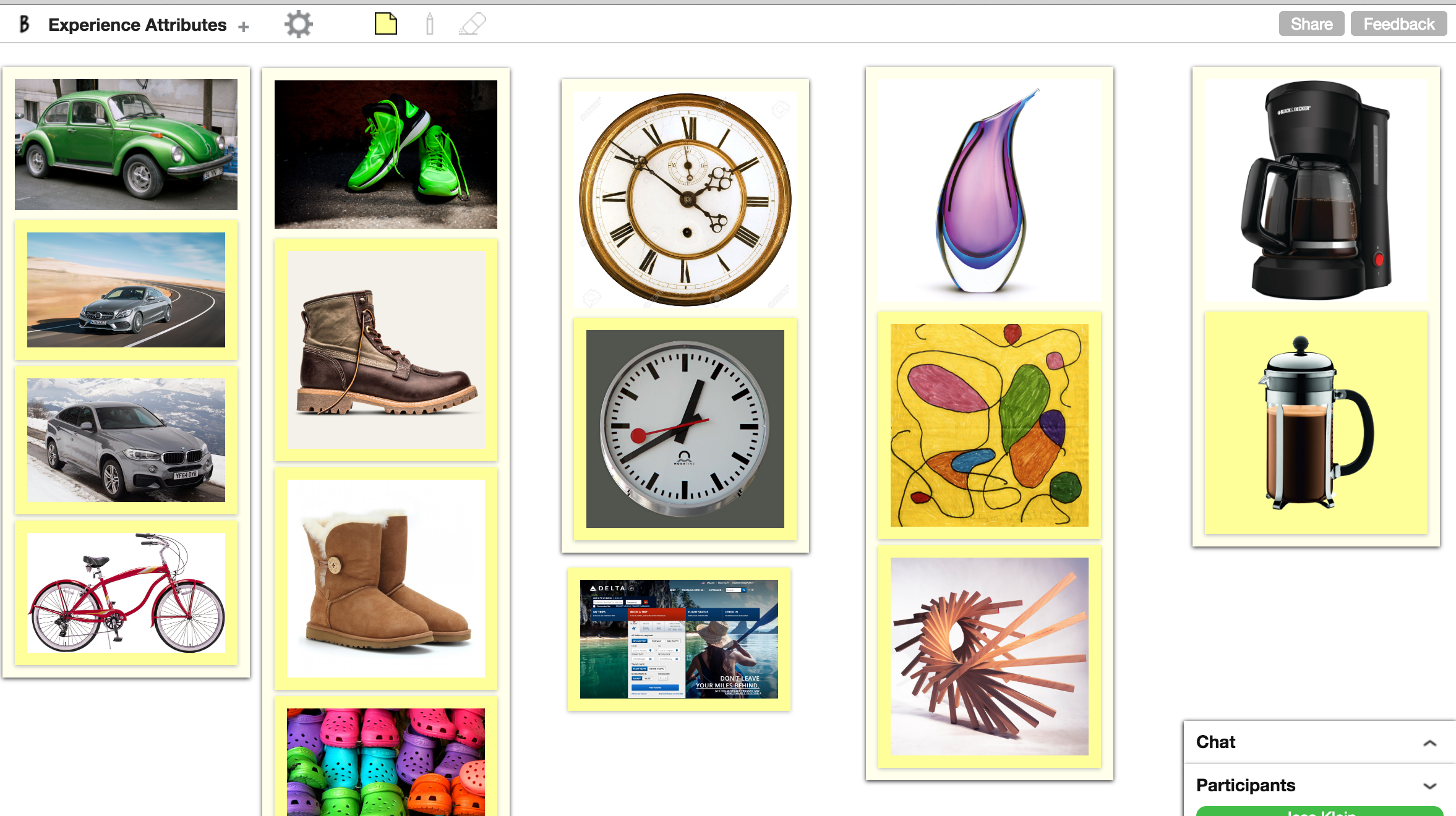 identify experience attributes with an image matrix on BoardThing